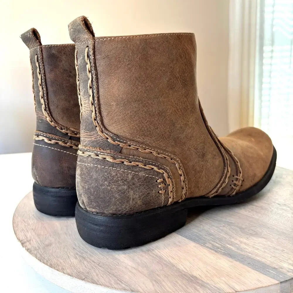 Bed Stu Revolution Boots Men's Sz 10 Tan Brown Distressed Leather Side Zip NIB